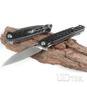 Carbon fiber seven eyes  D2 blade no logo folding knife UD405479